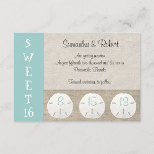 Sand Dollar & Burlap Sweet 16 Invitation