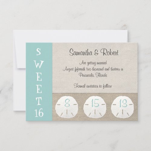 Sand Dollar &amp; Burlap Sweet 16 Invitation