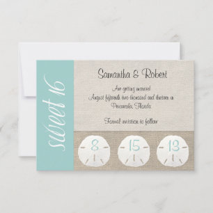 Sand Dollar & Burlap Sweet 16 Invitation