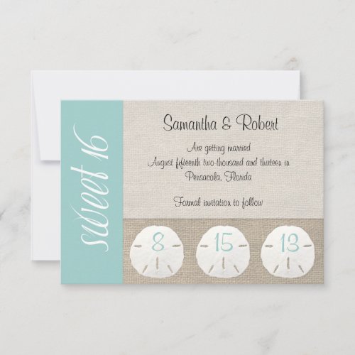 Sand Dollar &amp; Burlap Sweet 16 Invitation