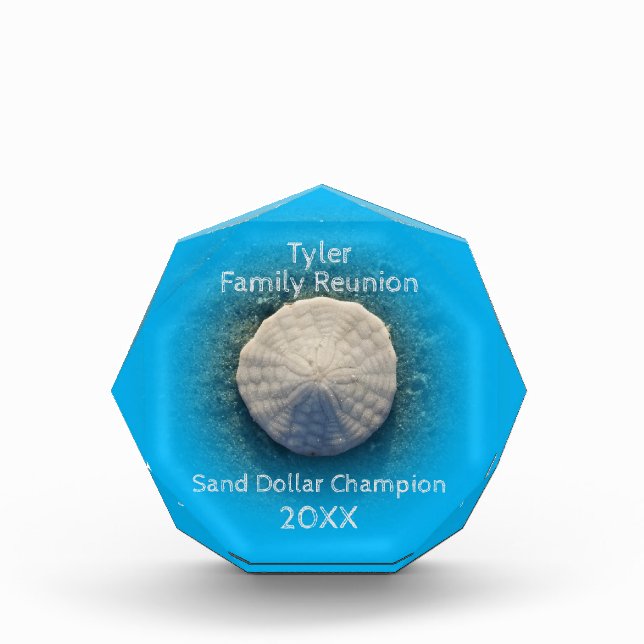 Sand Dollar Champion Family Beach Reunion Vacation Acrylic Award (Front)