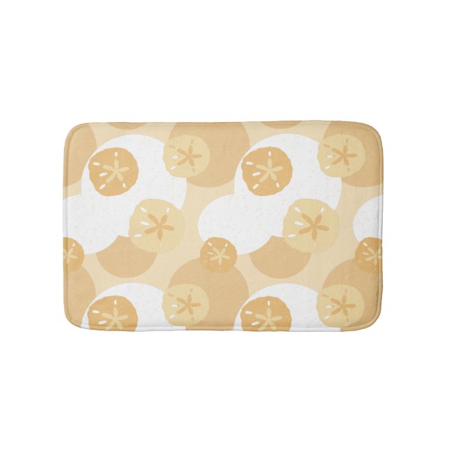 Sand Dollar Coastal Print Beige White Pattern Bath Mat (Front)