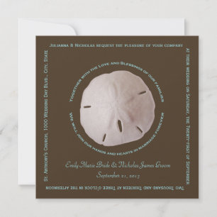 Sand Dollar Cube Text Design Wedding Invitation