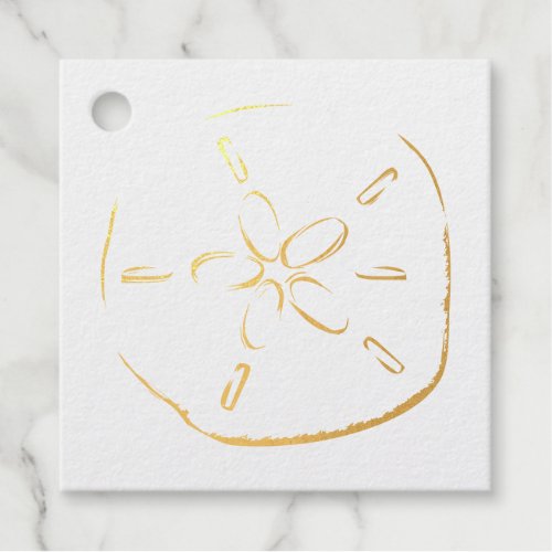 Sand Dollar Drawing Foil Favor Tags