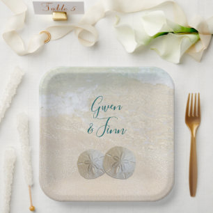 Sand Dollar Edge of Sea Wedding  Paper Plates