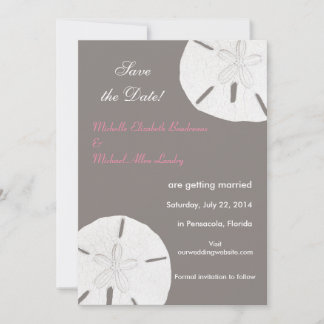 Sand Dollar Gray Pink Save the Date
