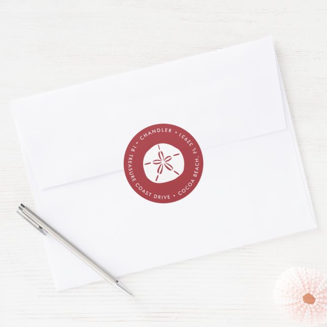 Sand Dollar Holiday Return Address Classic Round Sticker (Envelope)