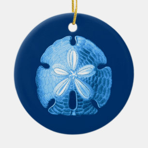 Sand Dollar in Shades of indigo Blue Ceramic Ornament