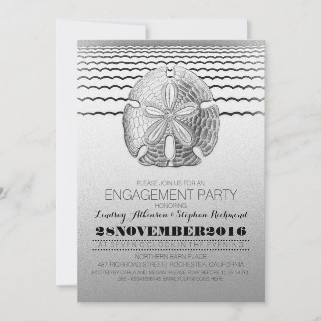 Sand Dollar Invitation for Beach Engagement Party (Front)
