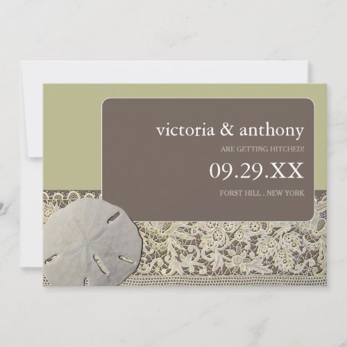 Sand dollar Lace Vintage Beach Save the Date