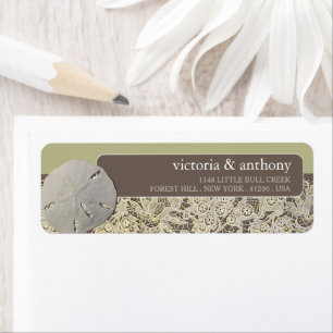 Sand dollar Lace, Vintage Beach Wedding Label