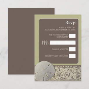 Sand dollar Lace, Vintage Beach Wedding RSVP Card