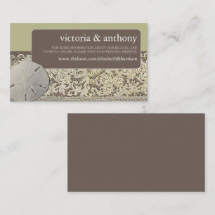 Sand dollar Lace, Vintage Beach Wedding Website Enclosure Card