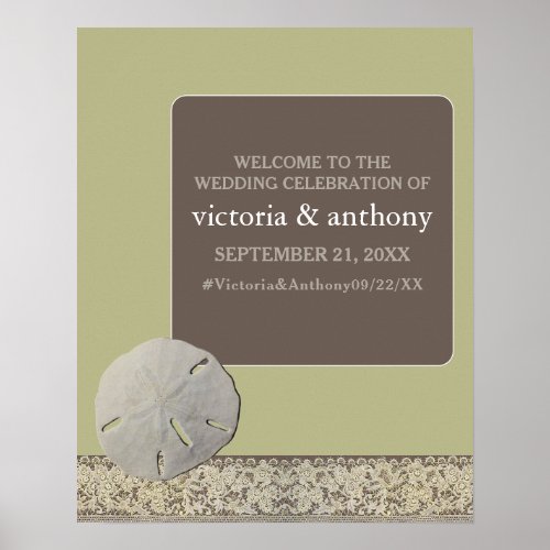 Sand dollar Lace Vintage Beach Wedding Welcome Poster