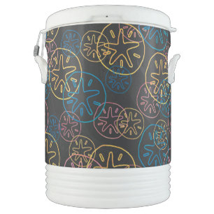 Sand Dollar Lines Red Yellow Blue Beverage Cooler