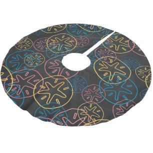 Sand Dollar Lines Red Yellow Blue Brushed Polyester Tree Skirt