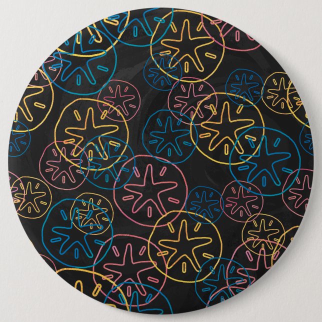 Sand Dollar Lines Red Yellow Blue Button (Front)