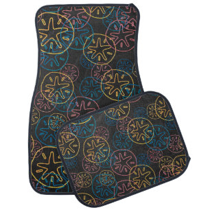 Sand Dollar Lines Red Yellow Blue Car Floor Mat