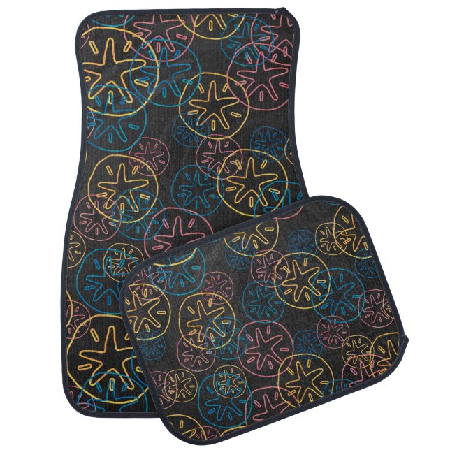 Sand Dollar Lines Red Yellow Blue Car Floor Mat (Set)