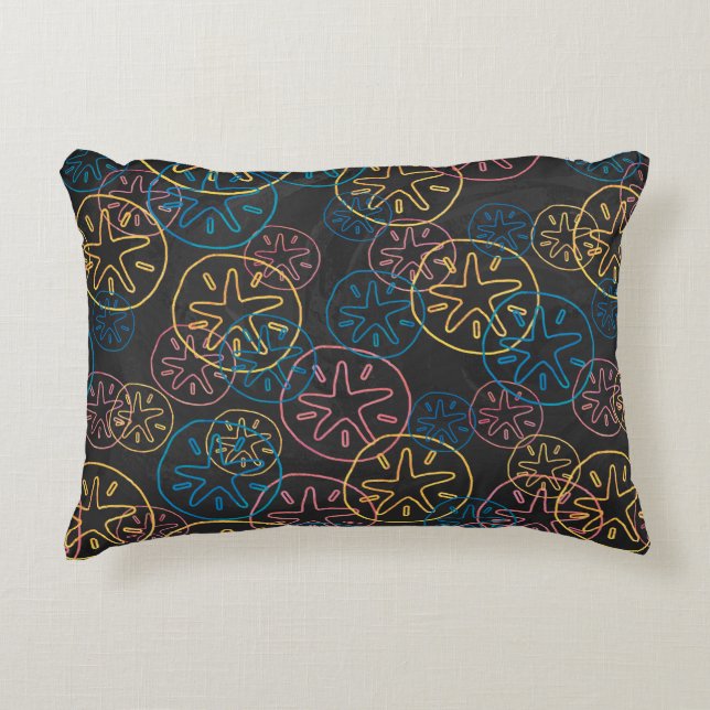 Sand Dollar Lines Red Yellow Blue Decorative Pillow (Front)
