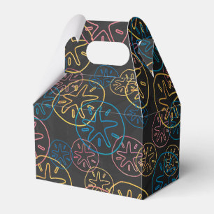 Sand Dollar Lines Red Yellow Blue Favor Boxes