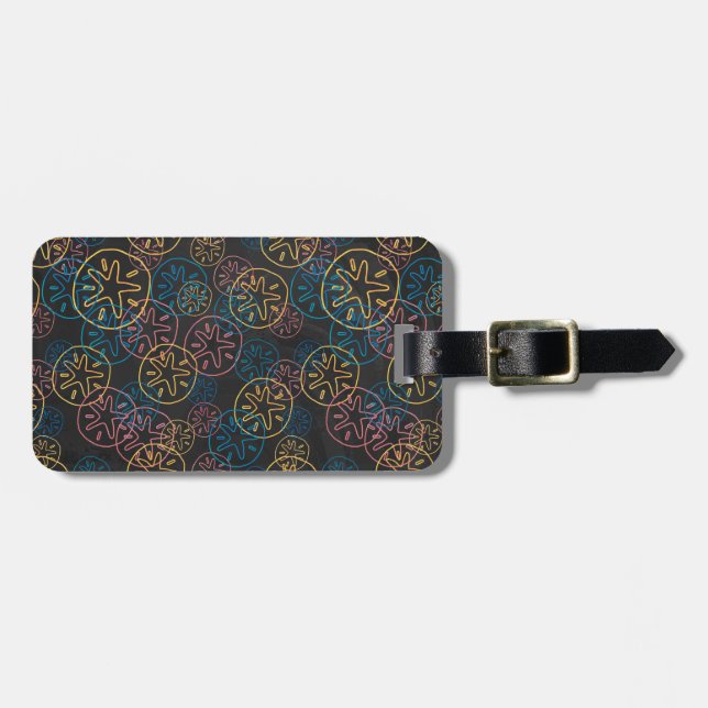 Sand Dollar Lines Red Yellow Blue Luggage Tag (Front Horizontal)