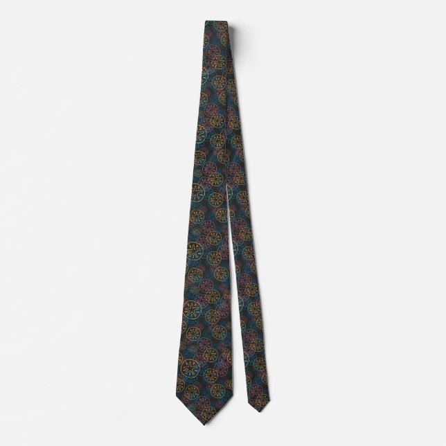 Sand Dollar Lines Red Yellow Blue Neck Tie (Front)