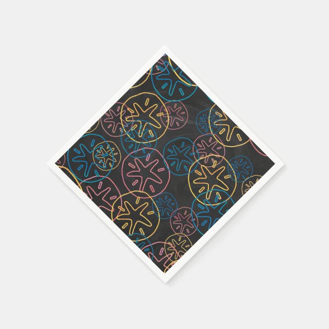 Sand Dollar Lines Red Yellow Blue Paper Napkins (Corner)