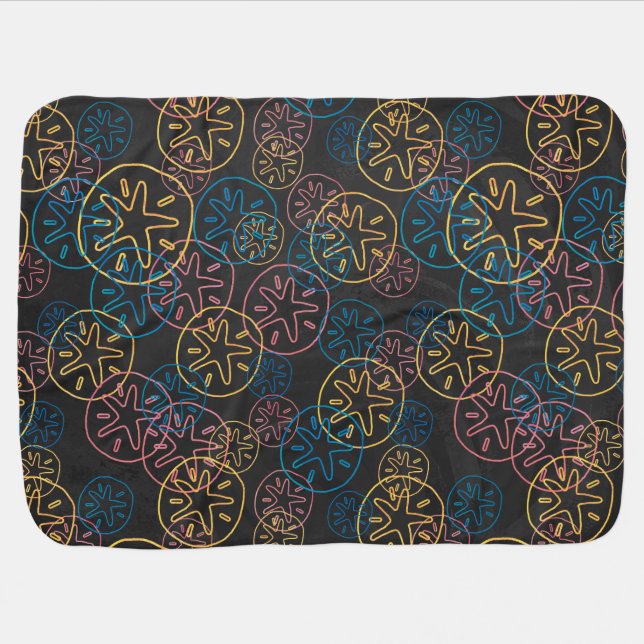 Sand Dollar Lines Red Yellow Blue Stroller Blanket (Horizontal)