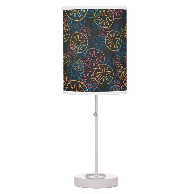 Sand Dollar Lines Red Yellow Blue Table Lamp (Front)