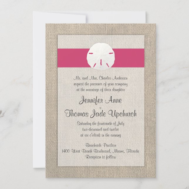Sand Dollar Look Beach Wedding Invitation (Front)