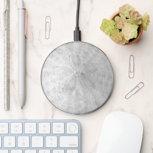 Sand Dollar Nautical Coastal  Round  Wireless Charger