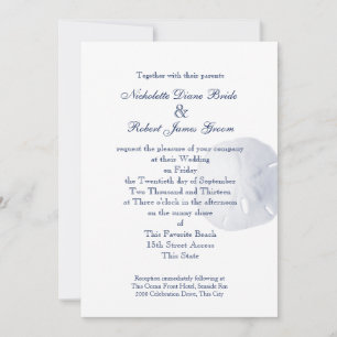 Sand Dollar Navy Blue Wedding Invitation
