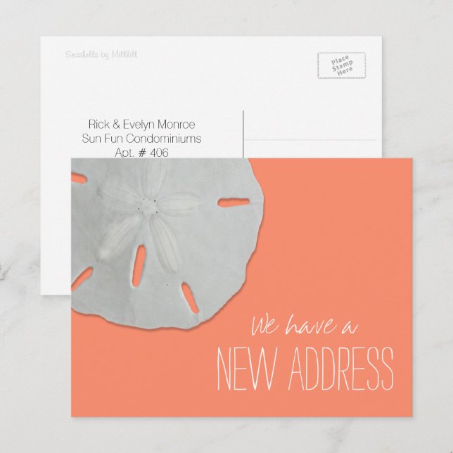 Sand Dollar New Address Announcement Postcard (Front/Back)