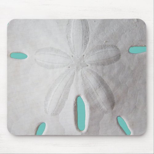 Sand dollar ocean beach white turquoise mouse pad