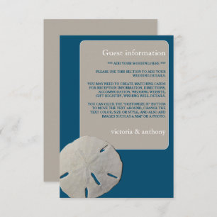 Sand dollar, Ocean Blue Beach Wedding Detail Enclosure Card