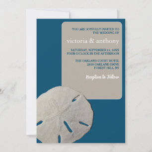 Sand dollar, Ocean Blue Beach Wedding Invitation