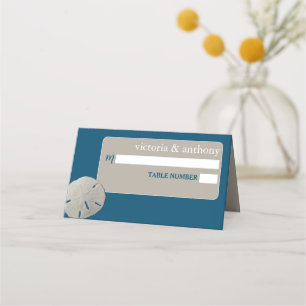 Sand dollar, Ocean Blue Beach Wedding Place Card