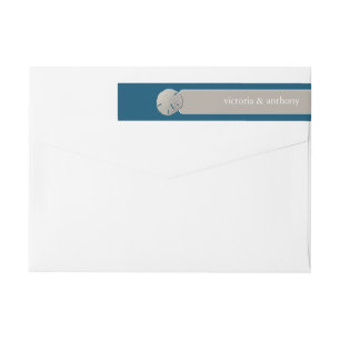Sand dollar, Ocean Blue Beach Wedding Wrap Around Label