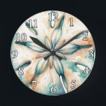 Sand Dollar Ocean Splash Sea Watercolor Wedding Round Clock<br><div class="desc">Customize with any text.</div>