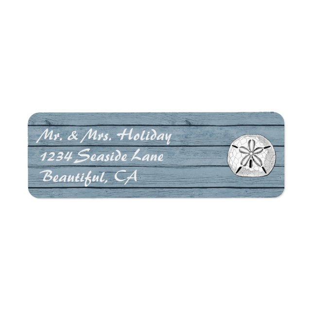 Sand Dollar on Rustic Wood ~ Beach Address Label (Front)