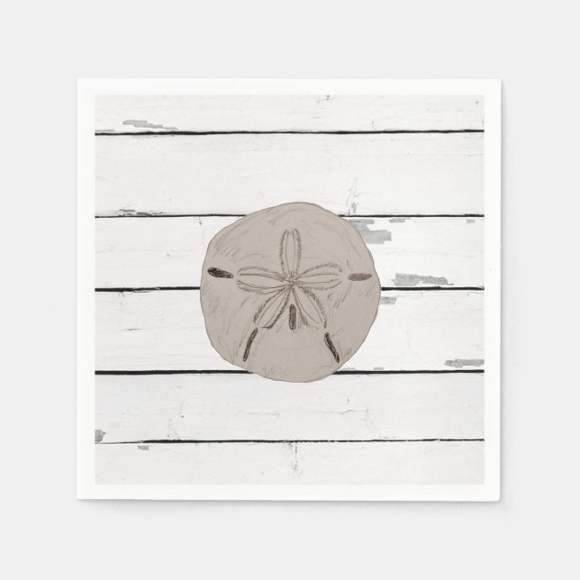 Sand Dollar Painting Beach Shiplap Napkins (Front)
