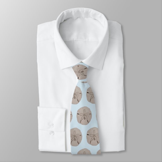 Sand Dollar Painting Coastal Beach Pattern Neck Tie (Tied)