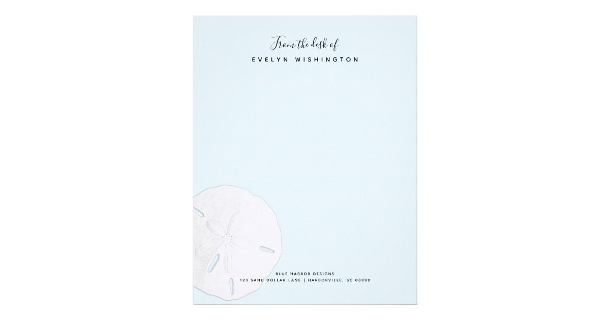 sand dollar pale blue business letterhead paper zazzle com