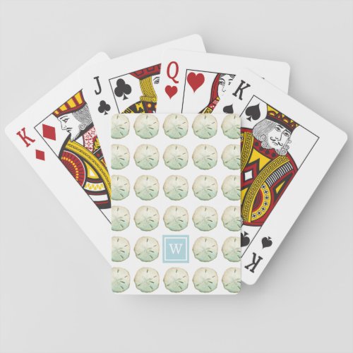 Sand Dollar Pattern Beach Monogram Initial Poker Cards