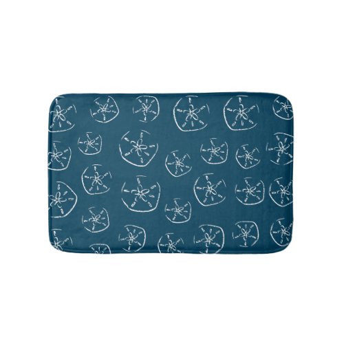 Sand Dollar Pattern Drawing Ocean Blue Bath Mat