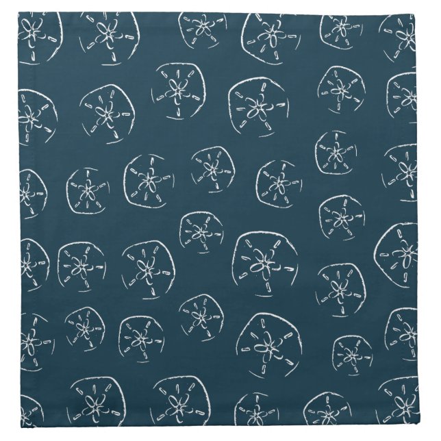 Sand Dollar Pattern Drawing Ocean Blue Cloth Napkin (Front)