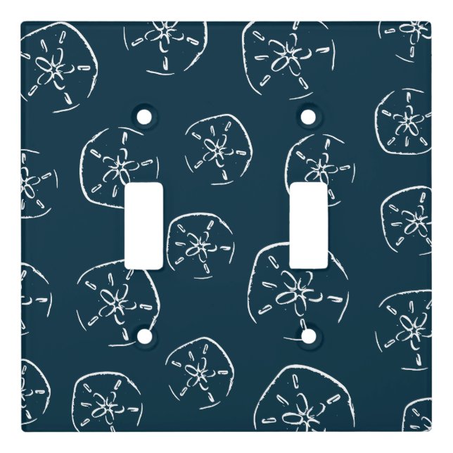Sand Dollar Pattern Drawing Ocean Blue Light Switch Cover (Front)