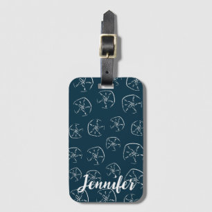 Sand Dollar Pattern Drawing Ocean Blue Luggage Tag