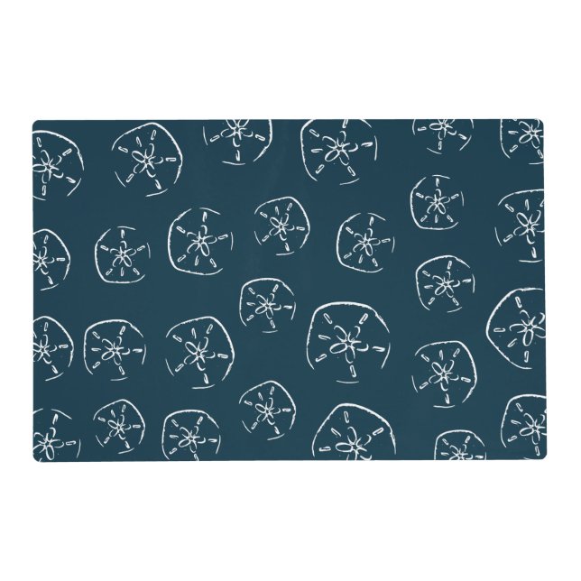 Sand Dollar Pattern Drawing Ocean Blue Placemat (Front)